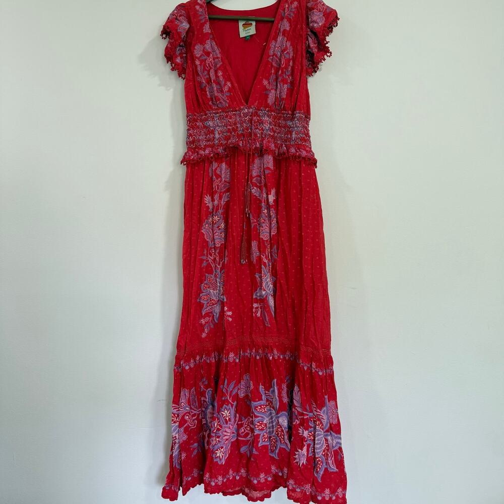 Farm Rio Floral-print Swiss-dot cotton-voile maxi dress Size M - Picture 5 of 9